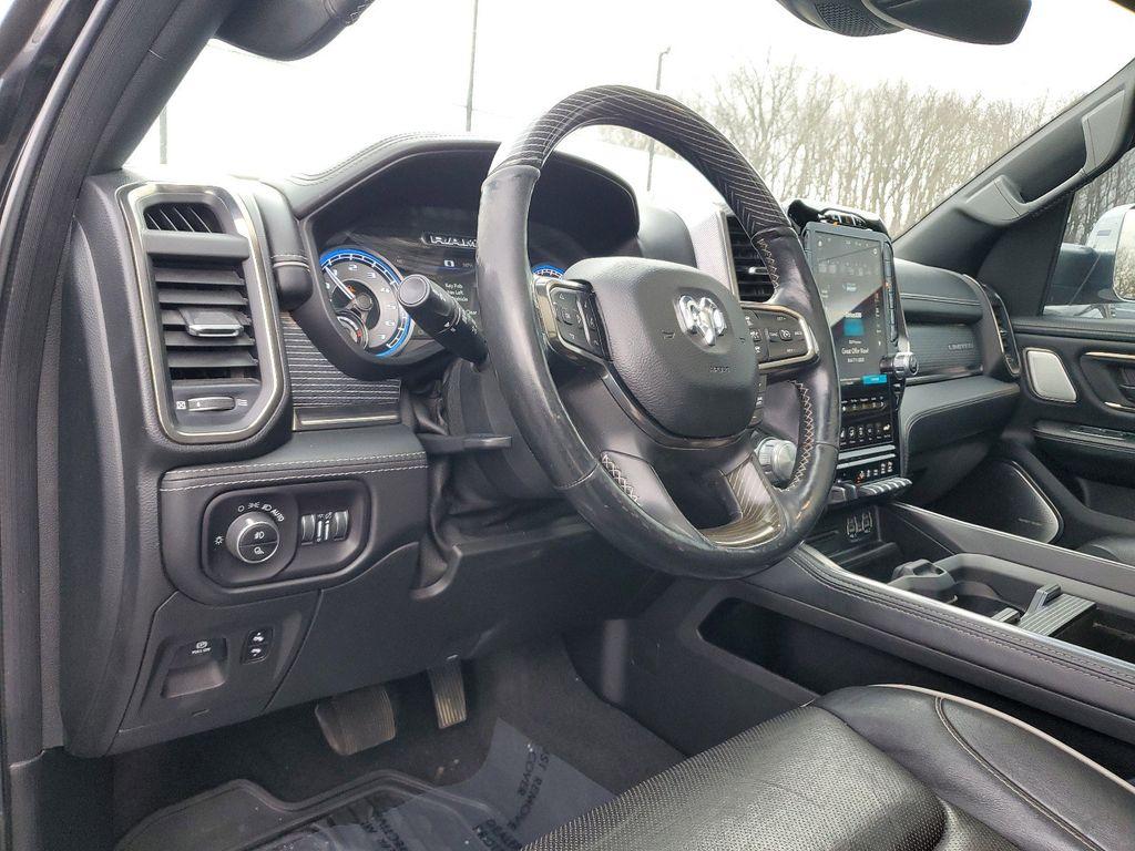 2019 Diamond Black Crystal Pearl /BLACK RAM 1500 Limited Crew Cab SWB 4WD (1C6SRFHT9KN) with an 5.7L V8 OHV 16V engine, 8A transmission, located at 6064 Gull Rd, Kalamazoo, MI, 49048, (269) 222-0088, 42.328388, -85.512924 - <b>Summary</b><br>Uconnect 12.0Inch with Navigation Power Moonroof<br><br><b>Vehicle Details</b><br>Discover the exceptional capabilities and refined luxury of the 2019 Ram 1500 Limited. This robust pickup combines power and sophistication, making it a top choice for those seeking both performance a - Photo#19