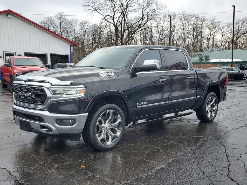 2019 Diamond Black Crystal Pearl /BLACK RAM 1500 Limited Crew Cab SWB 4WD (1C6SRFHT9KN) with an 5.7L V8 OHV 16V engine, 8A transmission, located at 6064 Gull Rd, Kalamazoo, MI, 49048, (269) 222-0088, 42.328388, -85.512924 - <b>Summary</b><br>Uconnect 12.0Inch with Navigation Power Moonroof<br><br><b>Vehicle Details</b><br>Discover the exceptional capabilities and refined luxury of the 2019 Ram 1500 Limited. This robust pickup combines power and sophistication, making it a top choice for those seeking both performance a - Photo#1