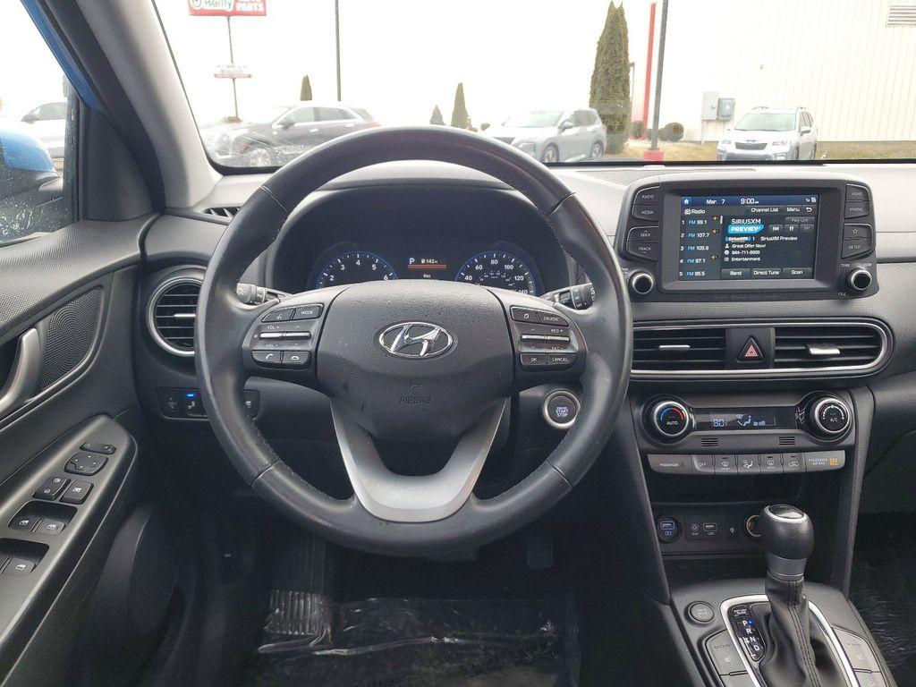 2020 Surf Blue /Black Hyundai Kona Limited (KM8K33A53LU) with an 1.6L L4 DOHC 16V TURBO engine, 7A transmission, located at 6064 Gull Rd, Kalamazoo, MI, 49048, (269) 222-0088, 42.328388, -85.512924 - Experience the perfect blend of style, efficiency, and advanced technology with this 2020 Hyundai Kona Limited. This versatile compact SUV, featuring front-wheel drive and a spirited 1.6L 4-cylinder engine, delivers an engaging yet economical driving experience. Its sleek and modern design is comple - Photo#8