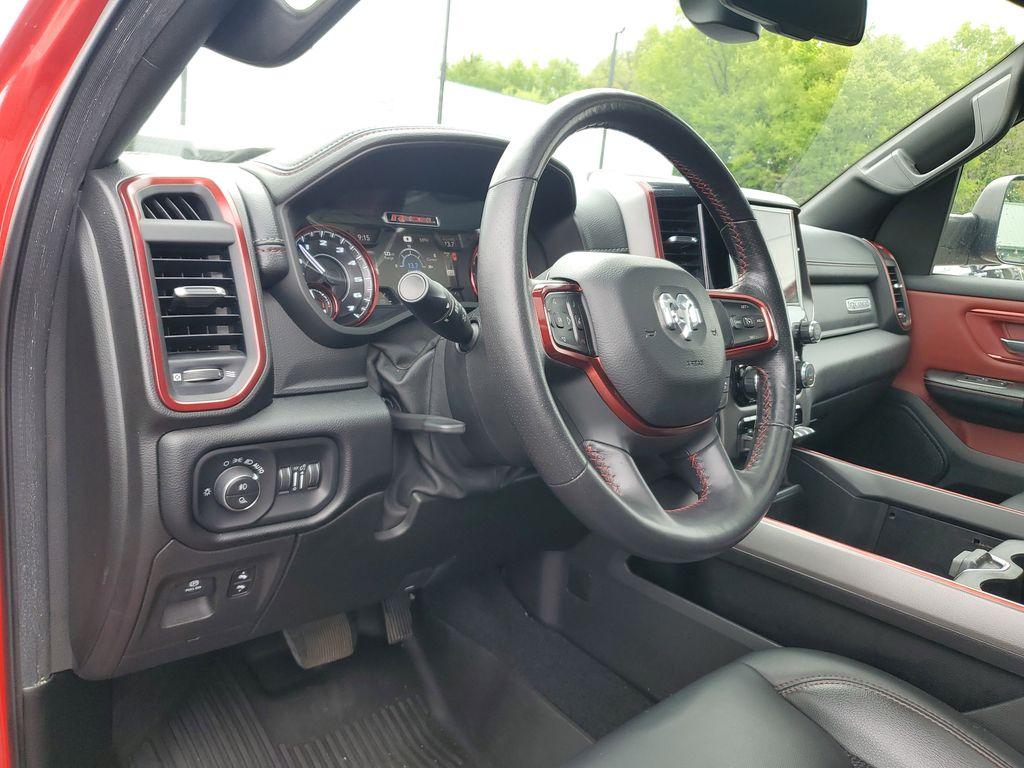 2019 Flame Red Clearcoat /Red/Black RAM 1500 Rebel Crew Cab SB 4WD (1C6SRFLT8KN) with an 5.7L V8 OHV 16V engine, 8A transmission, located at 6064 Gull Rd, Kalamazoo, MI, 49048, (269) 222-0088, 42.328388, -85.512924 - <b>Summary</b><br>Power Moonroof NAVIGATION PACKAGE<br><br><b>Vehicle Details</b><br>Discover the impressive capabilities of the 2019 Ram 1500 Rebel, a robust and reliable pickup designed to tackle any challenge with confidence. Equipped with a powerful V8, 5.7L engine, this 4WD powerhouse delivers - Photo#16