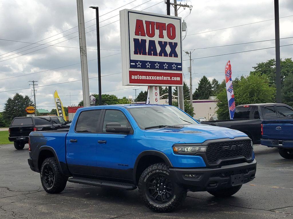 2025 Hydro Blue Pearlcoat /Red/Black RAM 1500 Rebel Crew Cab SB 4WD (1C6SRFLP8SN) with an 3.0L V6 DOHC 24V TURBO engine, 8A transmission, located at 6064 Gull Rd, Kalamazoo, MI, 49048, (269) 222-0088, 42.328388, -85.512924 - For sale: A lightly pre-owned 2025 Ram 1500 Rebel, ready to tackle any adventure with just 10,001 miles on the odometer. This powerful truck is equipped with a 6-cylinder, 3.0L engine and 4WD, offering you the performance and reliability you need both on and off the road.<br><br>Inside, you'll find - Photo#0