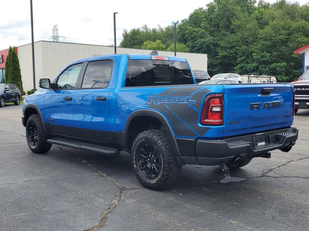 2025 Hydro Blue Pearlcoat /Red/Black RAM 1500 Rebel Crew Cab SB 4WD (1C6SRFLP8SN) with an 3.0L V6 DOHC 24V TURBO engine, 8A transmission, located at 6064 Gull Rd, Kalamazoo, MI, 49048, (269) 222-0088, 42.328388, -85.512924 - For sale: A lightly pre-owned 2025 Ram 1500 Rebel, ready to tackle any adventure with just 10,001 miles on the odometer. This powerful truck is equipped with a 6-cylinder, 3.0L engine and 4WD, offering you the performance and reliability you need both on and off the road.<br><br>Inside, you'll find - Photo#2