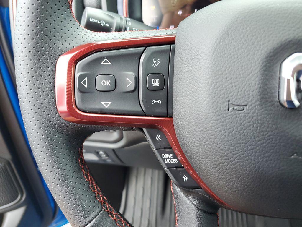 2025 Hydro Blue Pearlcoat /Red/Black RAM 1500 Rebel Crew Cab SB 4WD (1C6SRFLP8SN) with an 3.0L V6 DOHC 24V TURBO engine, 8A transmission, located at 6064 Gull Rd, Kalamazoo, MI, 49048, (269) 222-0088, 42.328388, -85.512924 - For sale: A lightly pre-owned 2025 Ram 1500 Rebel, ready to tackle any adventure with just 10,001 miles on the odometer. This powerful truck is equipped with a 6-cylinder, 3.0L engine and 4WD, offering you the performance and reliability you need both on and off the road.<br><br>Inside, you'll find - Photo#18